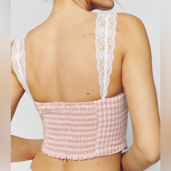 Reformation Brigitta Linen Top in Blush Check! Size 6! New with tags! - Picture 3 of 4